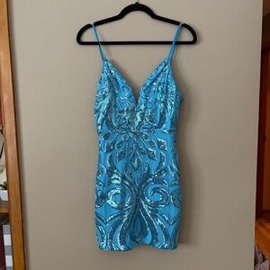 Lulu's Sparkling Blue Mini Dress
